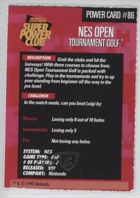 1992-95 Nintendo Super Power Club NES Open Tournament Golf #86 05v0