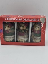 Three Ceramic Bear Ornaments 3"