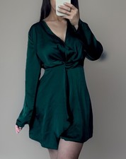 Emerald Green Satin Dress Size Medium
