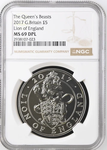 2017 Great Britain £5 Queen's Beasts Lion Of England NGC MS69 DPL