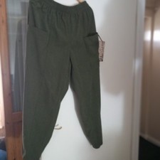 LADIES CORDROY TROUSERS STRETCH WAIST ADJUSTABLE POCKETS 3XL GREEN PRELOVED