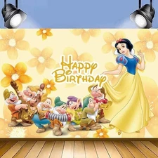 Snow White Backdrop Banner Decorations Princess Birthday Photo Booth Background