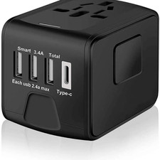 Universal Travel Adapter, International Power Adapter - Black