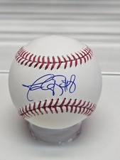 Javy Lopez #8 Autographed Inscribed Rawlings Signed OMLB Baseball Manfred Braves