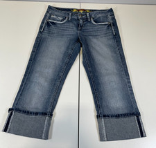 Maurices Womens Cropped Denim Jeans Cuffed Bottoms Sz 3/4 Reg