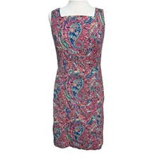 Talbots Pink and Blue Paisley Textured Dress - Women 6 - Cottage Career