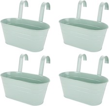 APACALI 4 PCS Metal Hanging Flower Pots, 27cm Over Fence Planters, Balcony Plan