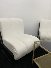 Modern White Accent Chairs Pair Cream Fabric Lounge Chairs – DELIVERY – M35