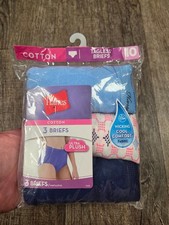 HANES Cotton Briefs Panties  3 Pack Underwear Wicking Cool Comfort Size 10