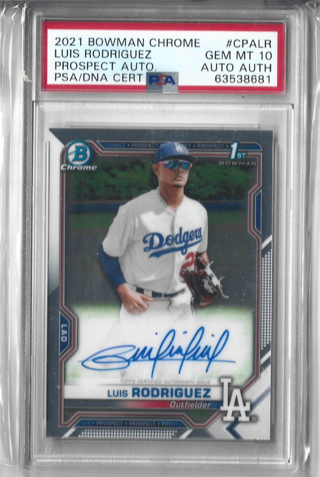 2021 Bowman Chrome Prospect Luis Rodriguez PSA 10 GEM MT Auto Auth