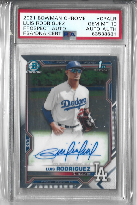 2021 Bowman Chrome Prospect Luis Rodriguez PSA 10 GEM MT Auto Auth
