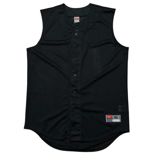 Nike Sleeveless Baseball Mesh Jersey Mens Size XL Buttons Black Vintage Y2K