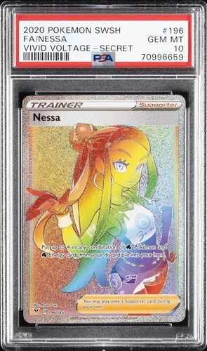 2020 POKEMON SWORD & SHIELD VIVID VOLTAGE SECRET #196 FULL ART/NESSA PSA 10