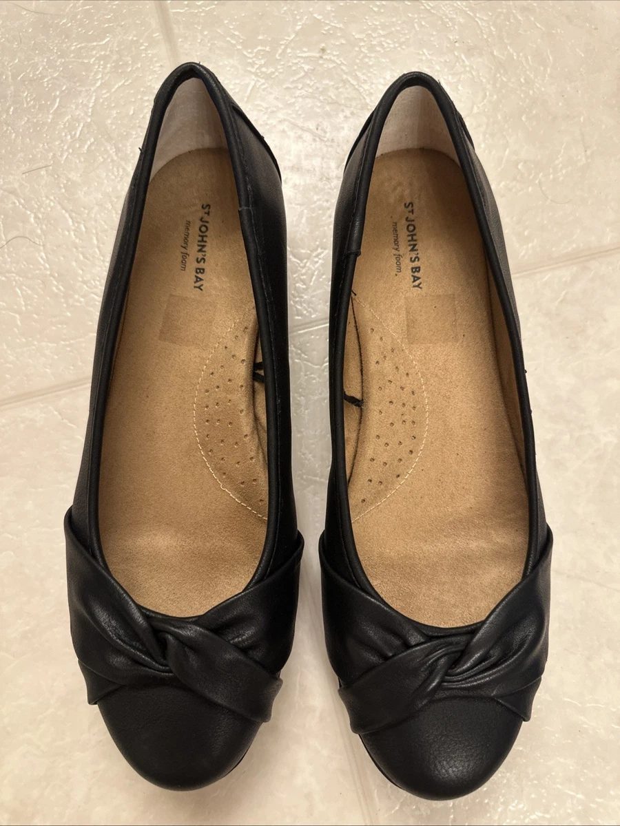 Chaussures Femmes St John's Bay Halifax - Taille 7.5 - Noir - Semelle Memory Foam - Style Slip-on