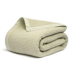 GOTS Certified 100 Organic Cotton Throw Blanket, 55"x60" Waffle Blankets  T...