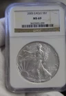 2005 US Silver Eagle $1NGC MS69
