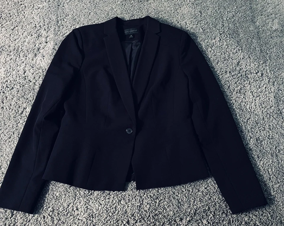 Blazer Worthington Mujer 12 Negro 1 Botón Forrado Muesca Solapa Elastizada Carrera Foto 2 de 4