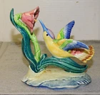 Vintage Stangl Pottery Hummingbird Pink Flower Figurine #3627 Artist Signed