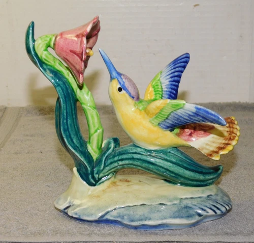 Vintage Stangl Pottery Hummingbird Pink Flower Figurine #3627 Artist Signed