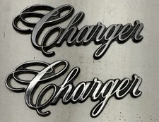 2-Vintage 1975-1978 DODGE CHARGER Fender Emblem Script Badge #3811404-46430 1