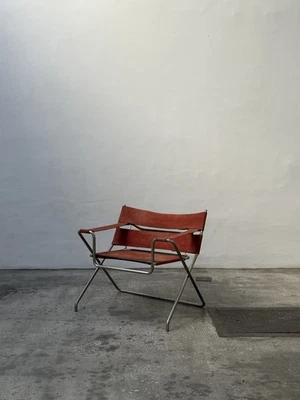 Marcel Breuer Early D4 Folding Chair Design Tecta 60s Leather Bauhaus - Bild 1 von 4