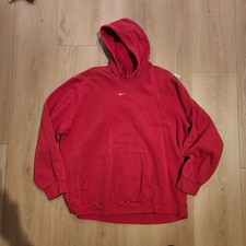Vintage 90s Nike Center Swoosh Hoodie Sweatshirt Faded XXL Red Made In USA
