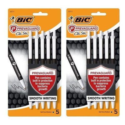 2 Pack BIC PrevaGuard Antimicrobial Clic Stic Ballpoint Pen Retractable Black