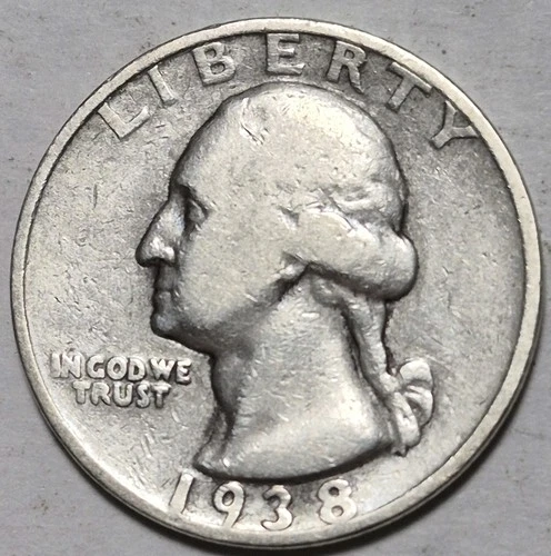 1938S Washington Silver Quarter. Good Condition. Low Mintage Semi-Key