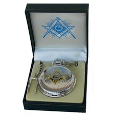Freemason Master Free Mason Mens Pocket Watch Gold Silver Tone Square Compasses