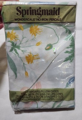 Vintage SPRINGMAID Pillow Cases Unused Pretty Floral Pair