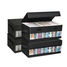4 Pack CD Storage Boxes - CD Case Holder with Stackable Dustproof Lid