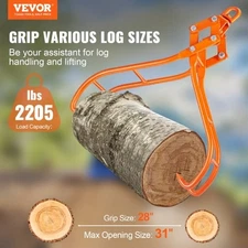 VEVOR Timber Claw Hook, 28 inch 4 Claw Log Grapple for Logging Tongs, Swivel Ste