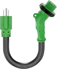 RVGUARD 30 Amp to 110 Volt RV Adapter Cord with 135 Degree 15M/30F, Green 