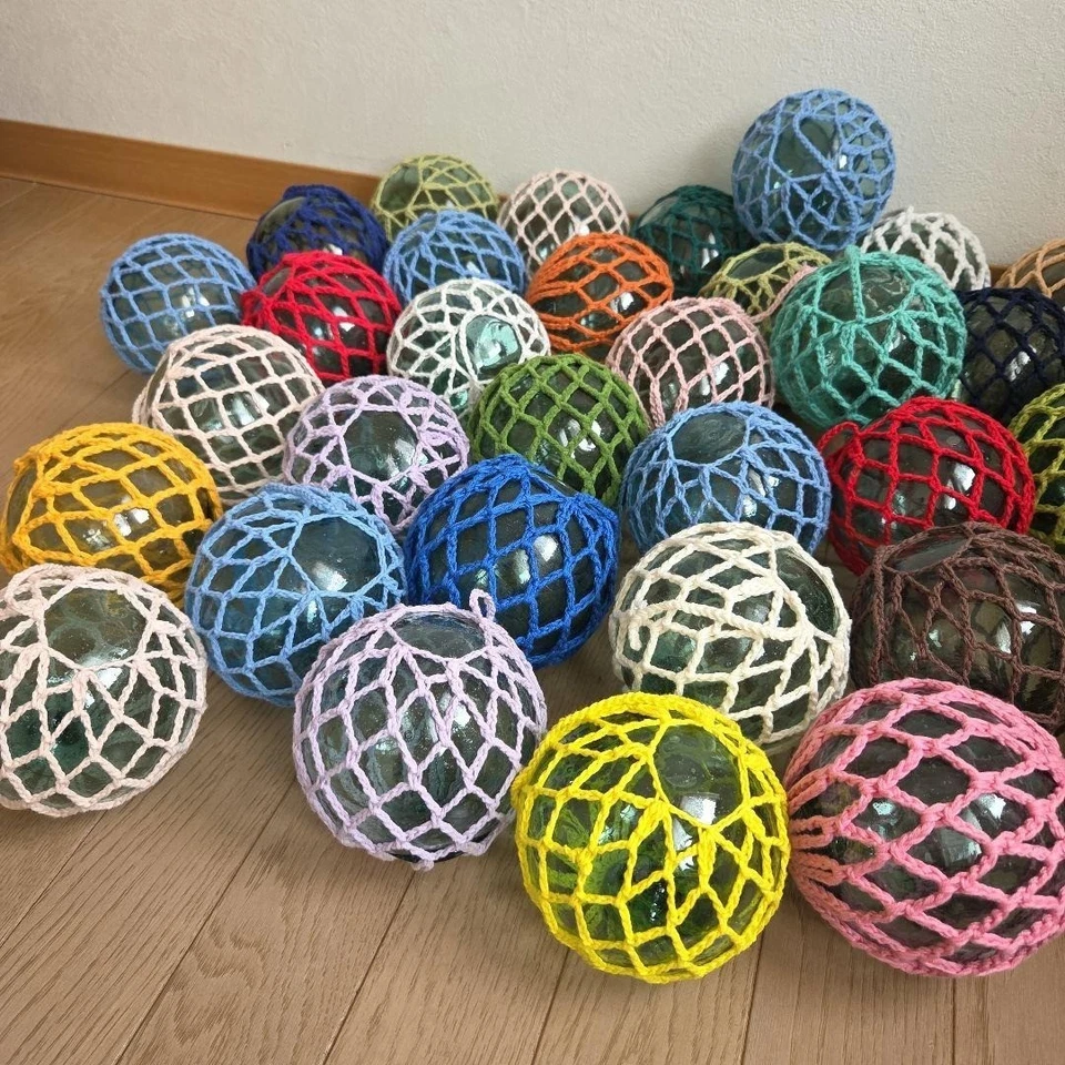 Bola de boya flotadora de pesca de vidrio vintage japonesa conjunto de 38 diá. Red Japón 10cm Foto 2 de 4