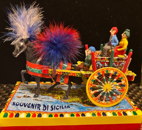 Traditional Sicilian Antq Wooden Cart,GIDI'S Hand Painted Horse-drawn. sm. ITALY
