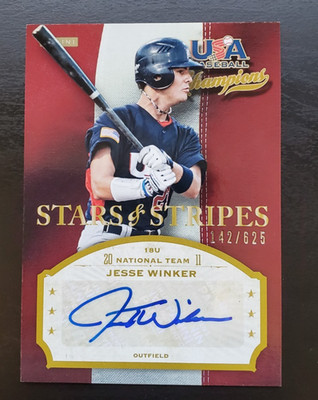 2013 Panini USA Baseball Champions Jesse Winker Stars & Stripes Auto 142/265 USA