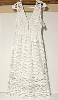 abercrombie crochet dress & Fitch Midi Lined – XS – White – NWT Crochet mini style stitching details throughout My Actual Bust is:26