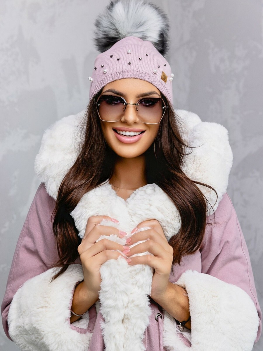 women's winter hat with pearls
