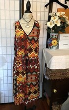 Glam Wom L Lightweight Wispy Polyester Blouson Drawstring Waist Maxi Dress