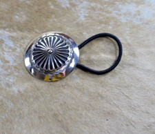 Western Hair Tie 1 5/8 in Jewelry Cowgirl Bling Silver Sunburst Concho