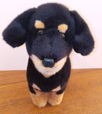 Auswella realistic black tan Dachshund wiener dog puppy plush stuffed animal