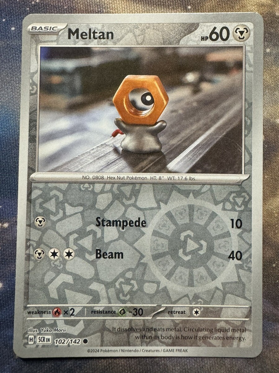 why is meltan in almost every set in pokemon cards Meltan (152/197) [Scarlet & Violet: Obsidian Flames] main image 1