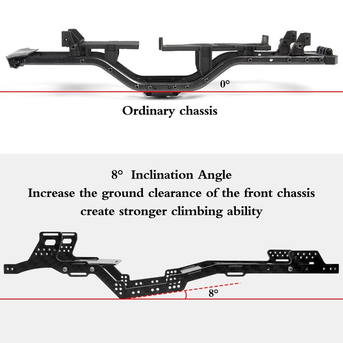 OGRC Carbon Fiber Angled Skid Chassis Kit LCG Chassis for Axial