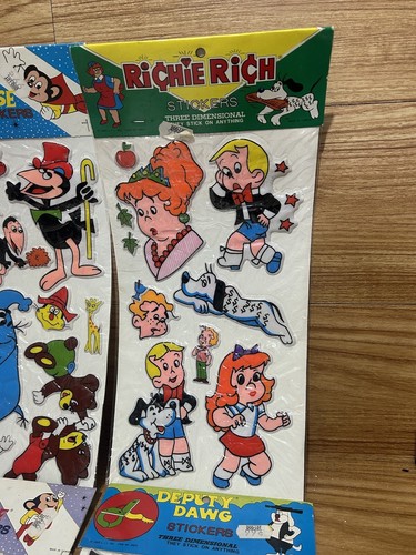 Pegatinas hinchadas vintage Mighty Mouse Richie Rich Deputy Dog de los años 80 (7) 1983 NUEVAS - Imagen 4 de 9
