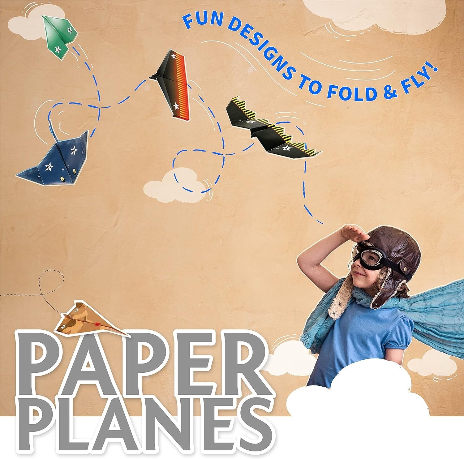 Paper Airplane Kit Origami Plane Instruction Book and Supplies Model Toy Craft