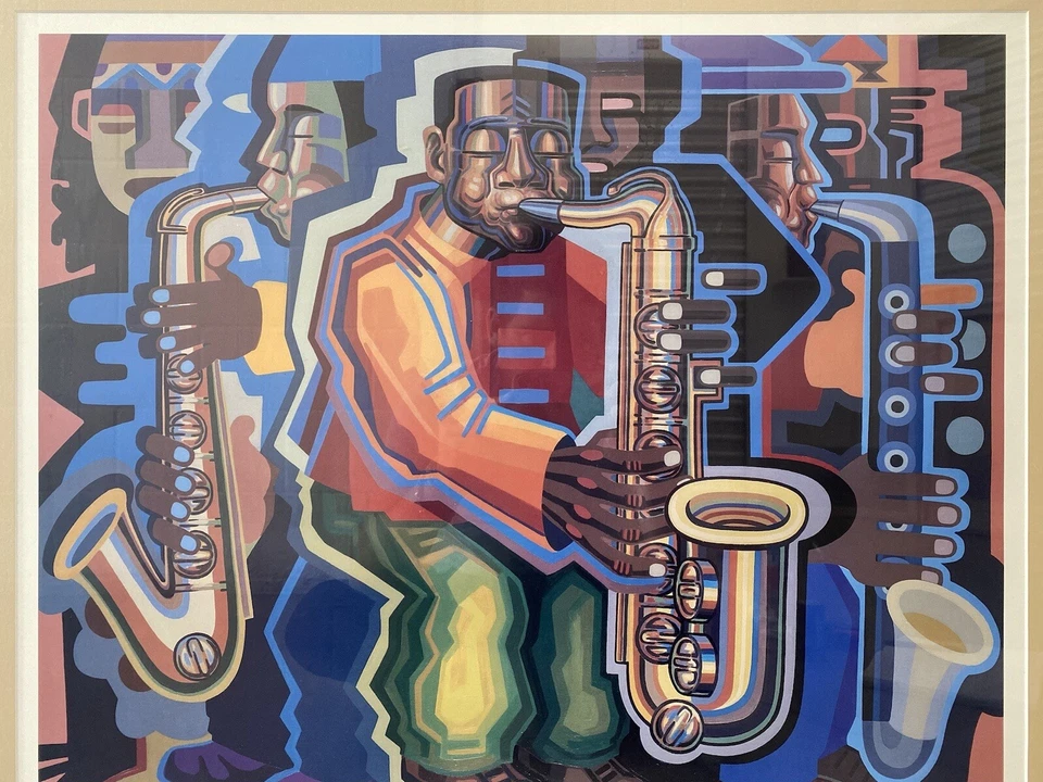 🔥 RARO Póster de Exposición de Jazz Arte Moderno Afroamericano Negro - MELVIN CLARK Foto 4 de 4