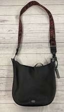 Vince Camuto Suzet Guitar Strap Hobo Nero Combo Heavy Pebble Leather Black