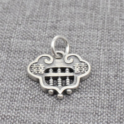 Sterling Silber Chinesisches Double Happiness Abacus Lock Charm