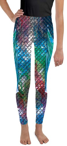 NEW 3D Mermaid GIRLS Leggings, Costume, Dance Cheerleader Play Time Gym (4T-12) - Picture 4 of 12