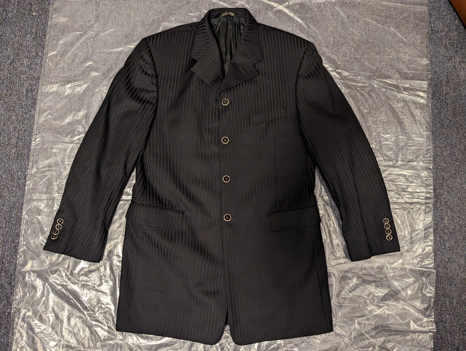 Sergio Valentino giacca 100% lana cappotto blazer super 120 nero 4 bottoni 42